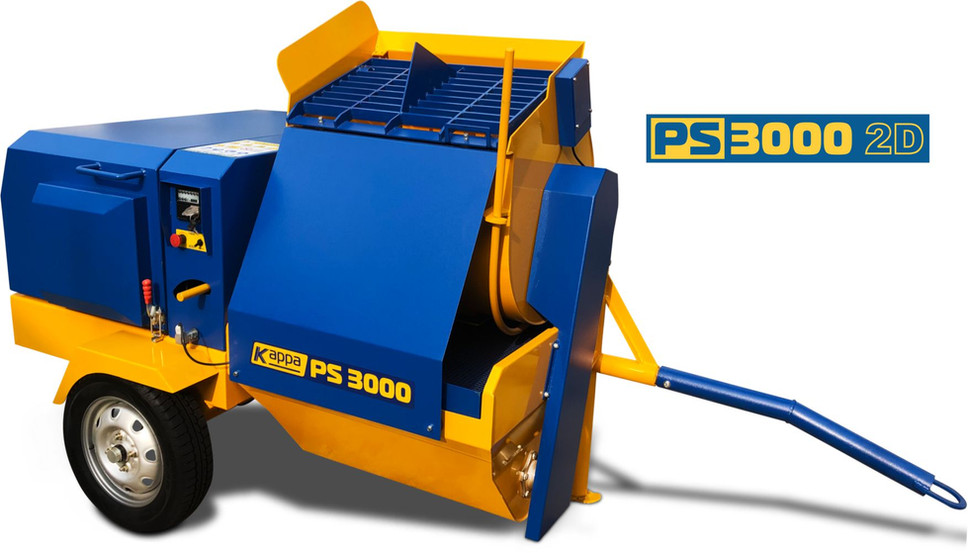 Heavy duty double piston plaster pump with a diesel engine.
